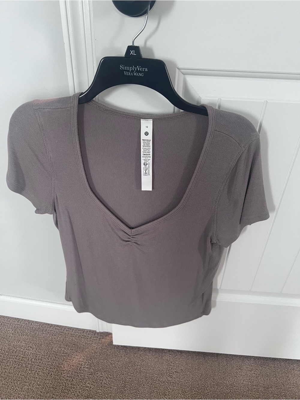 lululemon hold tight Short Sleeve Top in Taupe size 12